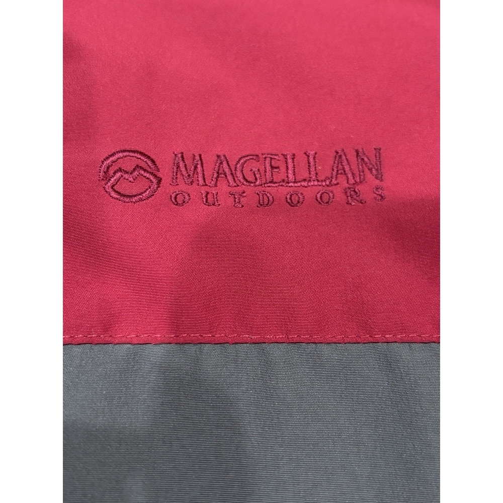 Magellan Outdoors Women's L Hooded Lined Windbreaker Colorblock Jacket Red Gray - Picture 5 of 5